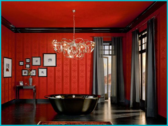 Дизайн ванной комнаты в красных тонах