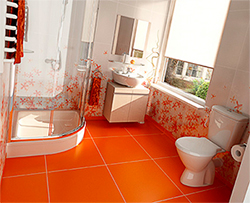 ванная комната оранжевого цвета