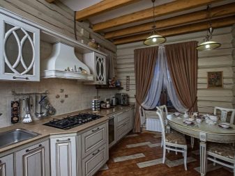 Дизайн интерьера кухни в бревенчатом доме