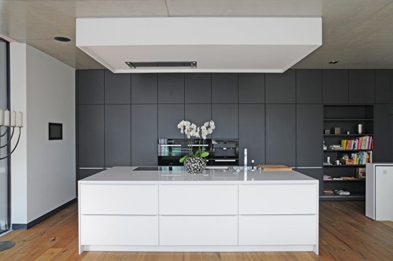 Дизайн интерьера кухни в стиле хай-тек - фото