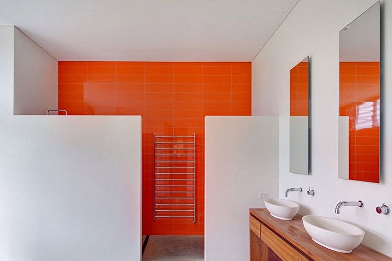 Красная ванная комната в стиле минимализм - Дизайн интерьера