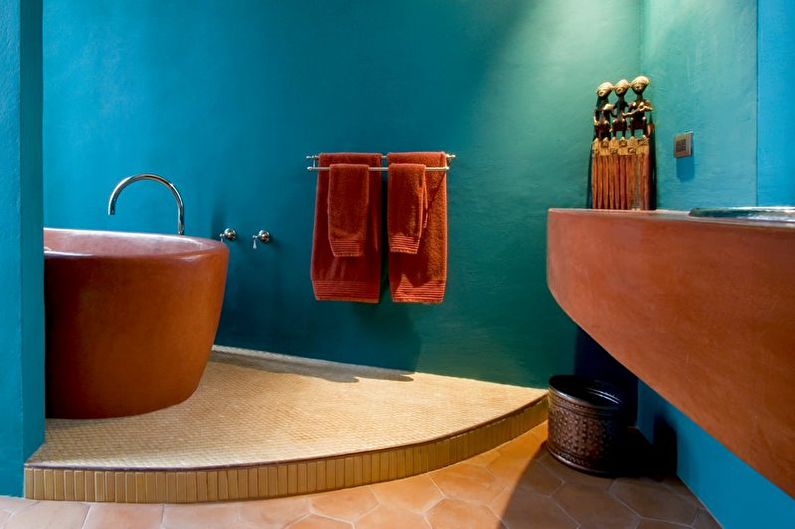 Бирюзовая ванная в восточном стиле - Дизайн интерьера