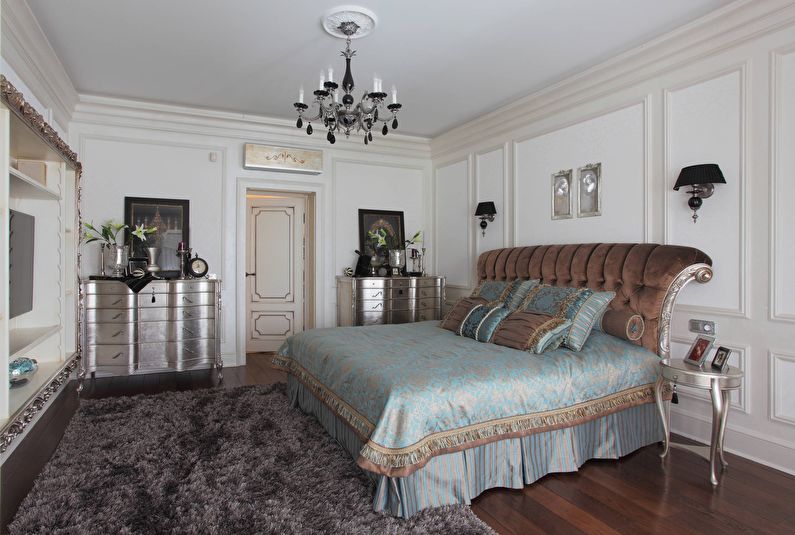 Дизайн интерьера спальни в классическом стиле - фото
