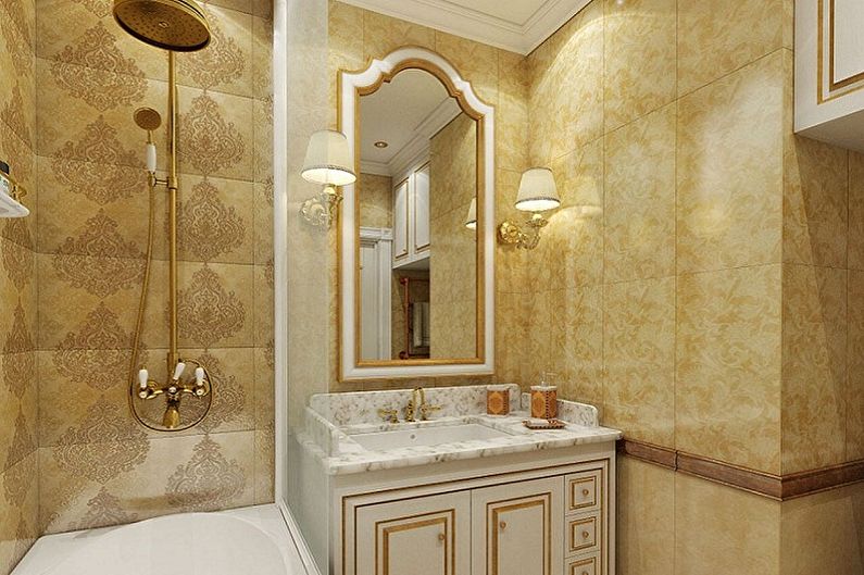 Дизайн ванной комнаты 2 кв.м. в классическом стиле
