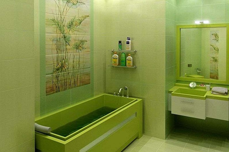 Зеленая ванная комната 3 кв.м. - Дизайн интерьера