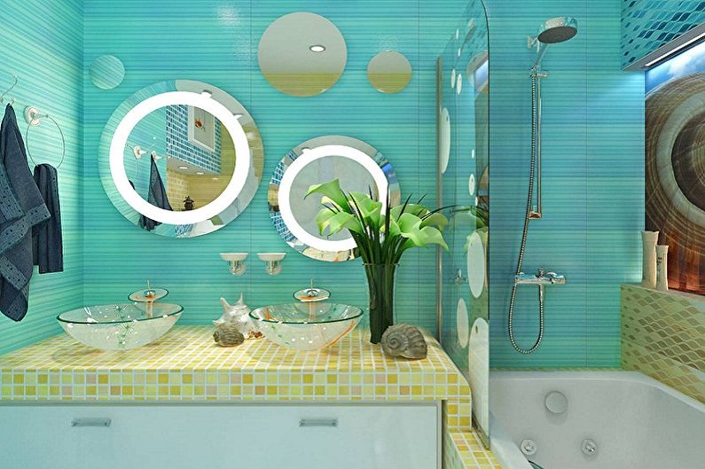 Ванная комната 3 кв.м. в морском стиле - Дизайн интерьера