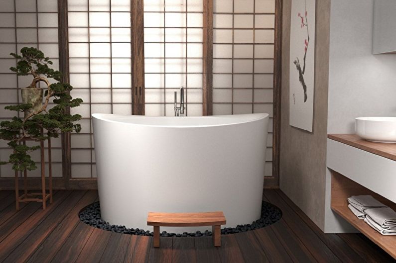 Маленькая ванная комната в японском стиле - Дизайн интерьера