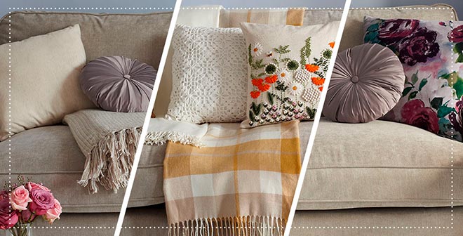 Фотографии с подушками из ткани разной текстуры 