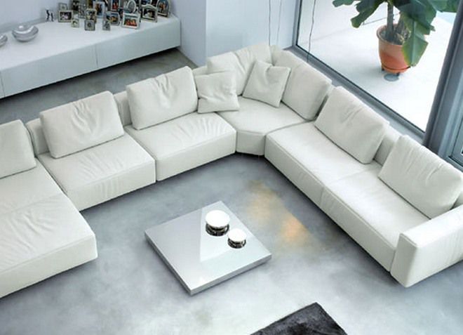  белый кожаный угловой диван 