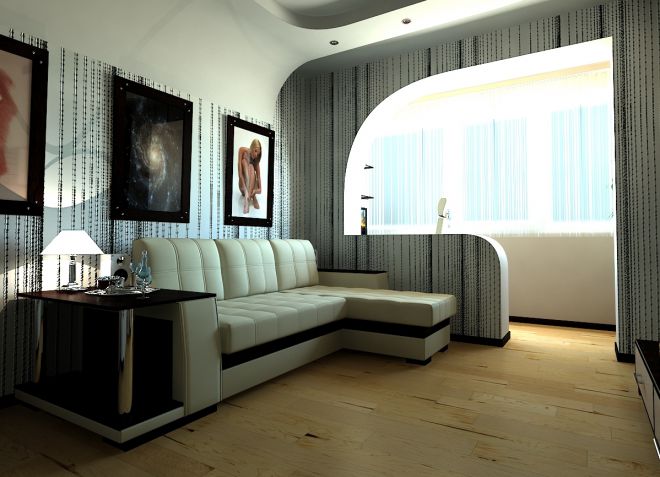 дизайн спальни гостиной с балконом