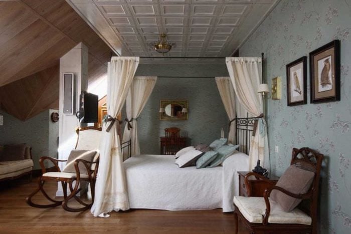 красивый дизайн спальни в стиле кантри