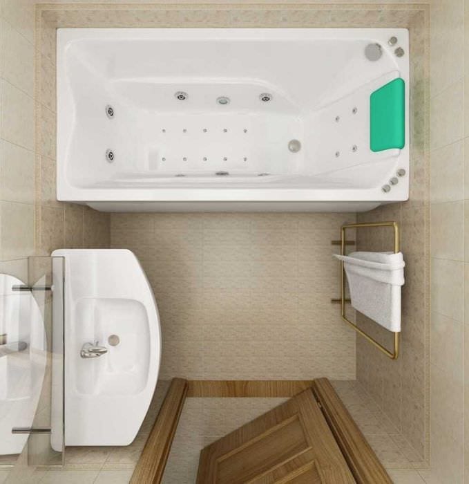 вариант яркого дизайна ванной комнаты 3 кв.м