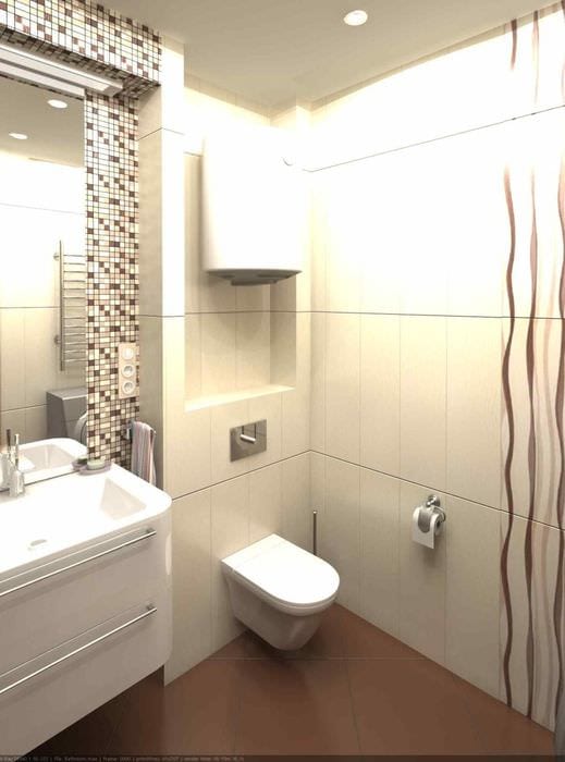 вариант необычного стиля ванной комнаты в бежевом цвете