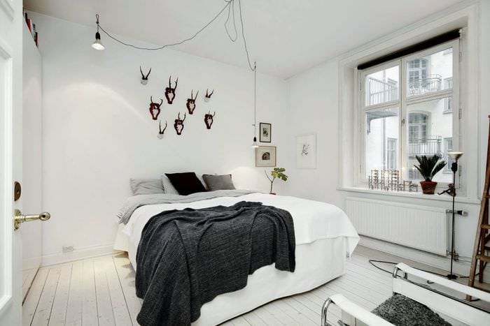 вариант яркого декора комнаты в скандинавском стиле