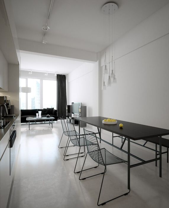 Столовая зона на кухне в стиле минимализма