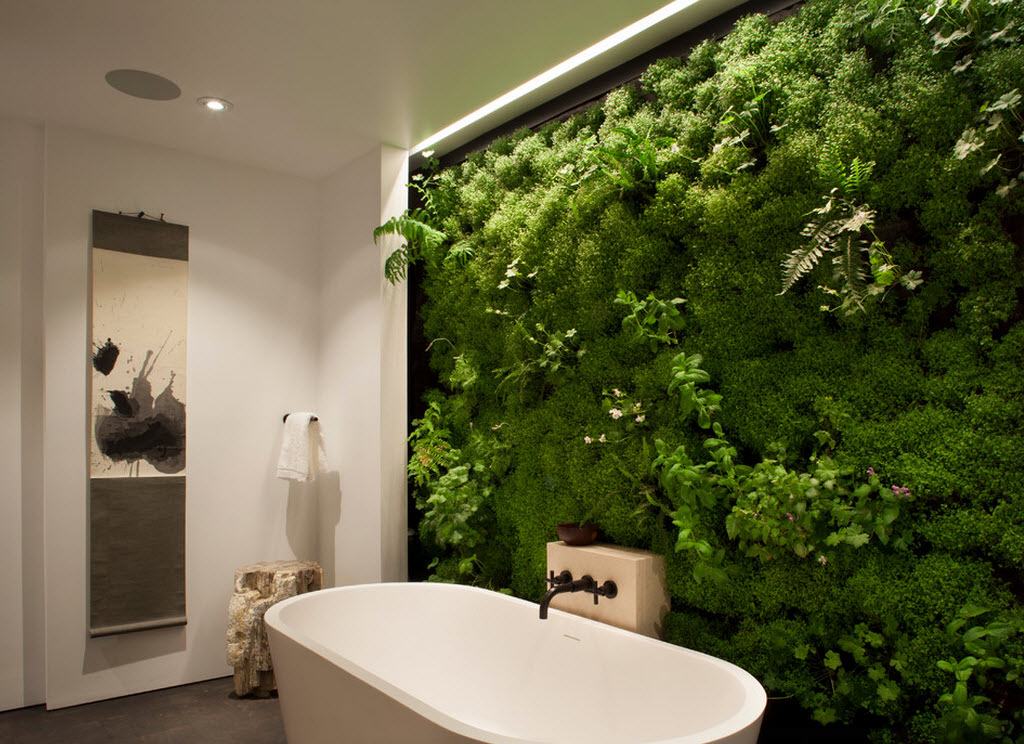 растительная стена в ванной