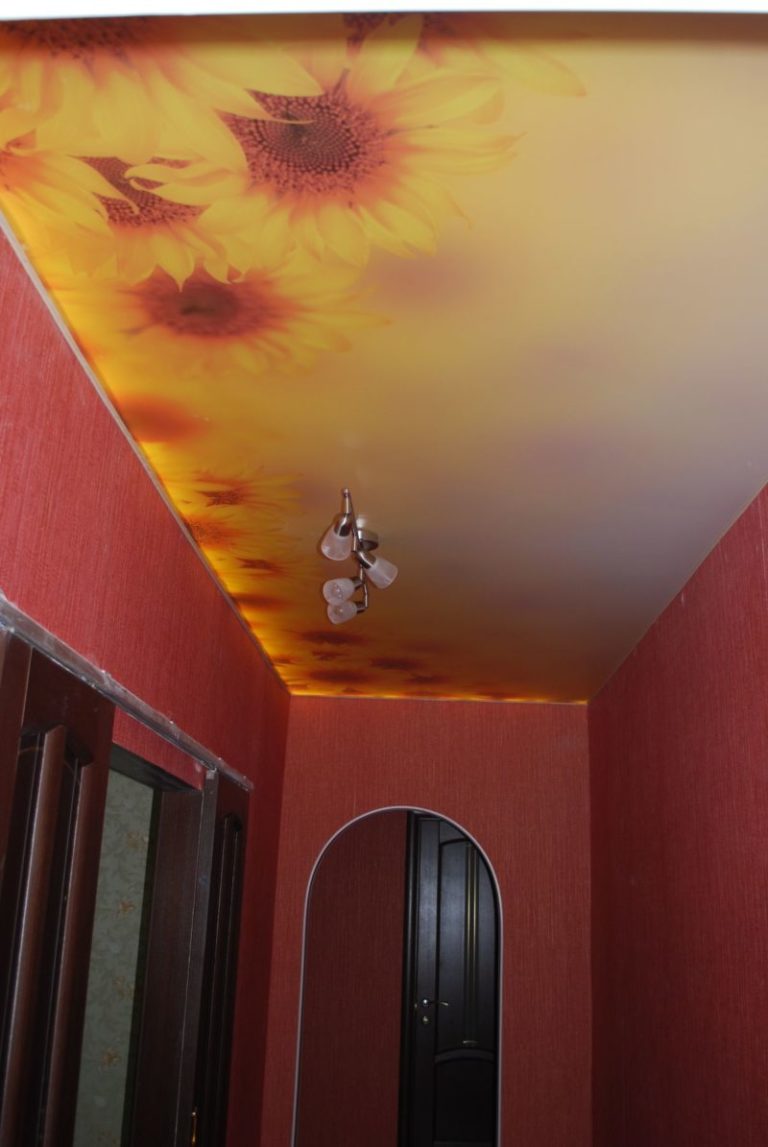 декоративные натяжные потолки в коридоре