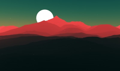 минимализм горы красные луна