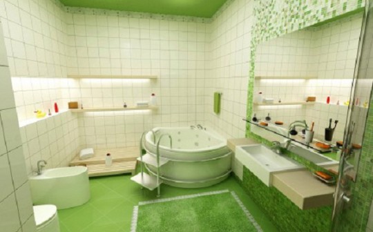 Зеленый цвет в интерьере ванной комнаты